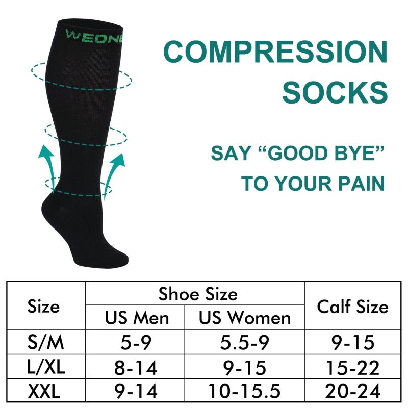 Double Couple 7 Pairs Copper Compression Socks for Men Women 20-30 mmHg Knee High Stockings - Image 2
